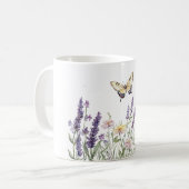 Lavendelgelbe Schmetterlingsblumen Kaffeetasse (Vorderseite Links)
