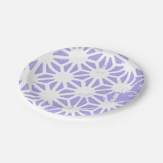 Lavendelgeometrie Pappteller (Schrägansicht)