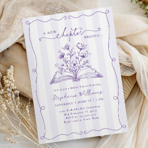 Lavendelgestreifte Florale Hochzeitsdusche-Einladu Einladung