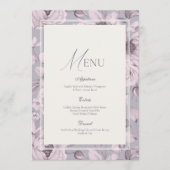 Lavendelgraues Blumenhochzeitsmenü Einladung (Vorderseite)