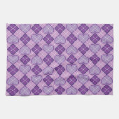 Lavendelherz und Lila Diamond-Raute Geschirrtuch (Horizontal)