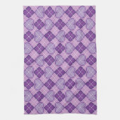 Lavendelherz und Lila Diamond-Raute Geschirrtuch (Vertikal)