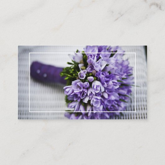 Lavendelhochzeitsphotograph-Rahmentypographie Visitenkarte (Rückseite)