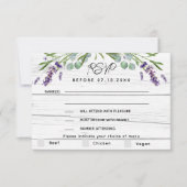 Lavendelholz Hochzeitsmenü QR Code UAWG Response RSVP Karte (Vorderseite)