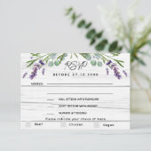 Lavendelholz Hochzeitsmenü QR Code UAWG Response RSVP Karte (Stehend Vorderseite)