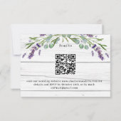 Lavendelholz Hochzeitsmenü QR Code UAWG Response RSVP Karte (Rückseite)
