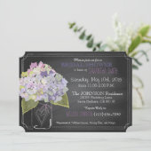 Lavendelhydrangea-Glas-Tafel-Brautparty Einladung (Stehend Vorderseite)