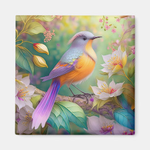 Lavendelköpfiger Orangebrüstiger Fantasie Vogel Magnet