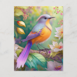 Lavendelköpfiger Orangebrüstiger Fantasie Vogel Postkarte