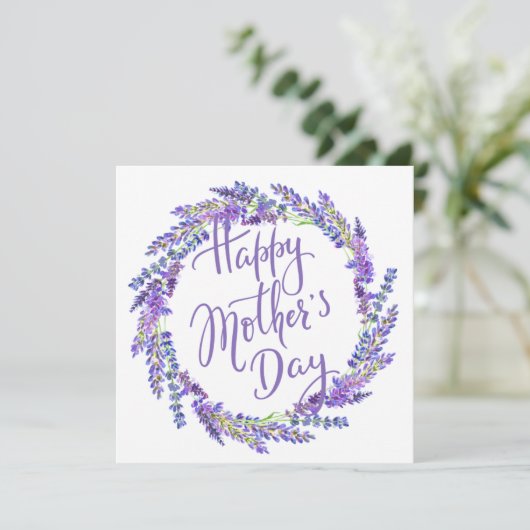 Lavendelkranz zum Muttertag Karte (Stehend Vorderseite)