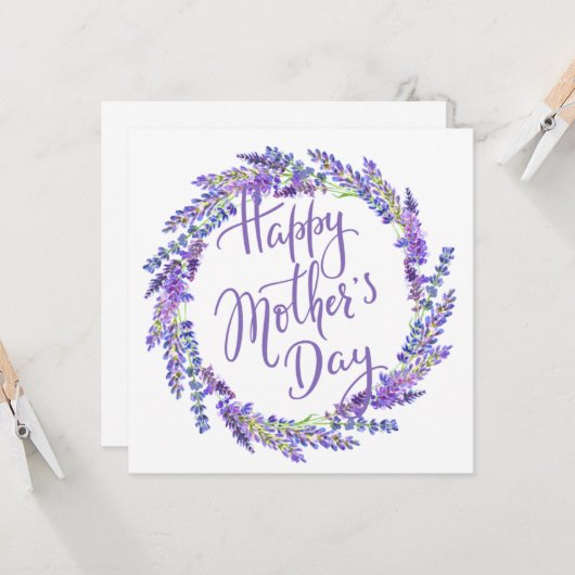 Lavendelkranz zum Muttertag Karte (Vorderseite/Rückseite Beispiel)