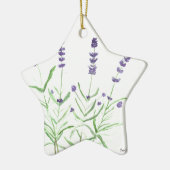 Lavendelkräuter botanische Aquarellfarbe lila grün Keramik Ornament (Links)
