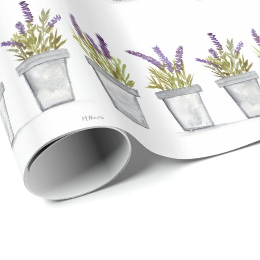 Lavendelkräuter Wasserfarbe Elegante violette Blum Geschenkpapier (Rolleneckpunkt)