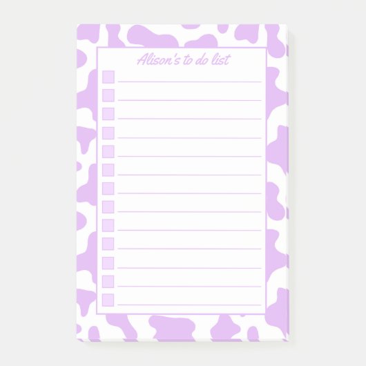 Lavendelkuhausdruck Personalisiert auszuführen Post-it Klebezettel (Vorderseite)