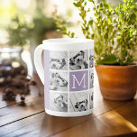 Lavendelmonogramm mit 8 Fotomaterial Porzellantasse<br><div class="desc">Moderne Pastel Lila Lilac - Mit 11 quadratischen Fotos schaffen Sie ein einzigartiges und persönliches Geschenk. Oder man behalte den Hipster Welpe und macht einen trendigen Sake. Wenn Sie die Bilder anpassen müssen,  klicken Sie auf das Werkzeug anpassen,  um Änderungen vorzunehmen.</div>