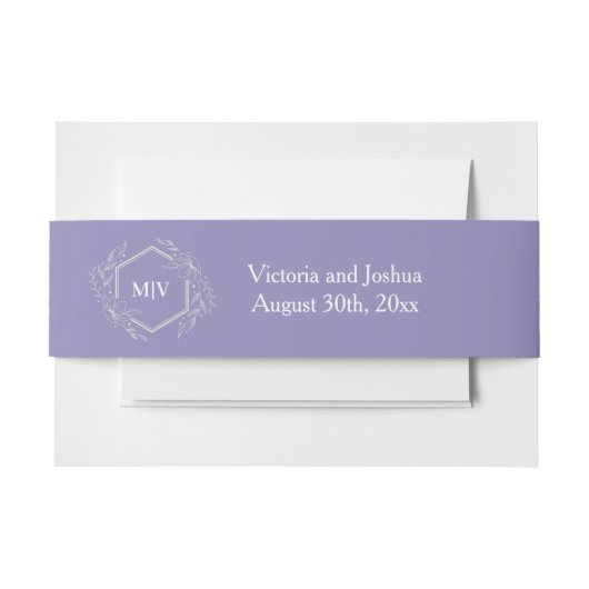 Lavendelmonogramm-Wappen Einladungsbanderole (Vorderseite Beispiel)
