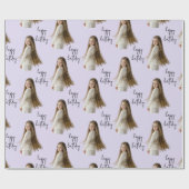 Lavendelnebel & Geburtstagstext und Foto - Geschenkpapier (Flach)