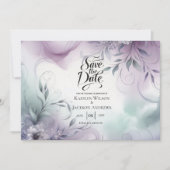 Lavendelnebel und Wasserfarbenflüßer Hochzeit Save The Date (Vorderseite)