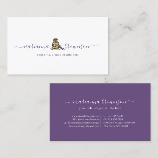 Lavendelöle sauber visitenkarte (Vorne/Hinten)