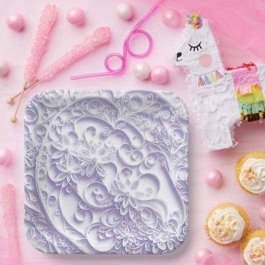 Lavendelpapier-Quilling-Dämmerdesign Pappteller (Party)