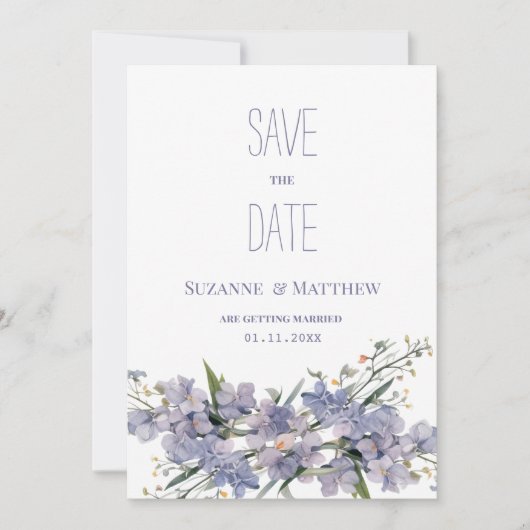 Lavendelpinke Wildblumen Save the Date Einladung (Vorderseite)