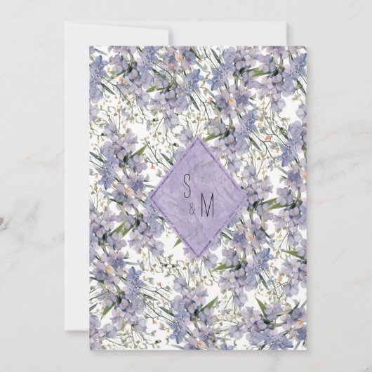 Lavendelpinke Wildblumen Save the Date Einladung (Rückseite)