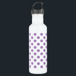 Lavendelpolka-Punkte auf weiß Edelstahlflasche<br><div class="desc">Lavendel und weiße Polka-Punkte</div>