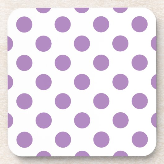 Lavendelpolka-Punkte auf weiß Untersetzer (Vorderseite)