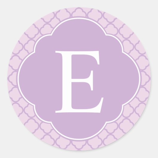 Lavendelquatrefolien-Monogramm Runder Aufkleber (Vorderseite)