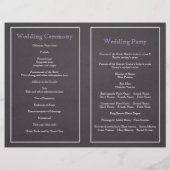 Lavendelrahmen, Kalkboard gefaltetes Hochzeitsprog (Rückseite)