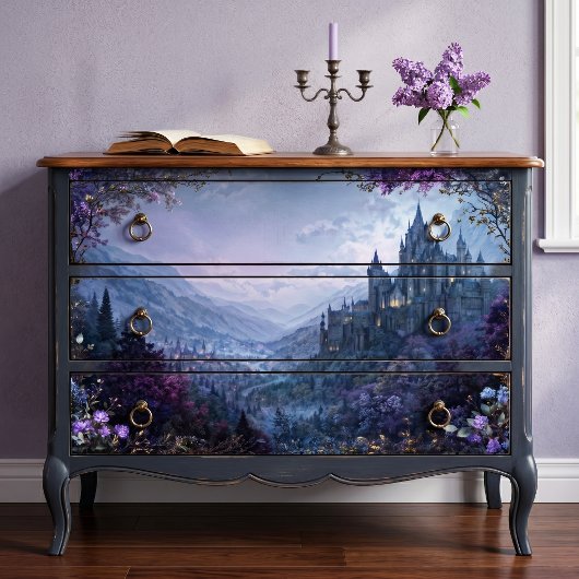 Lavendelrand Moody Gothic Castle Seidenpapier