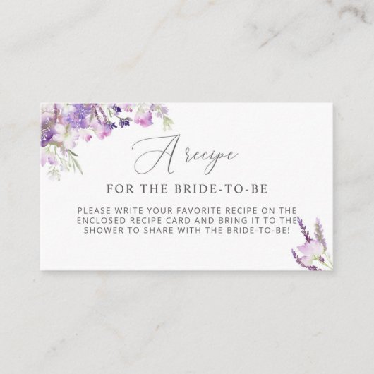 Lavendelrezeption für die Braut als Abschlusskarte Begleitkarte (Vorderseite)