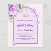 Lavendelschmetterling Einladung zum Geburtstag (Vorderseite)