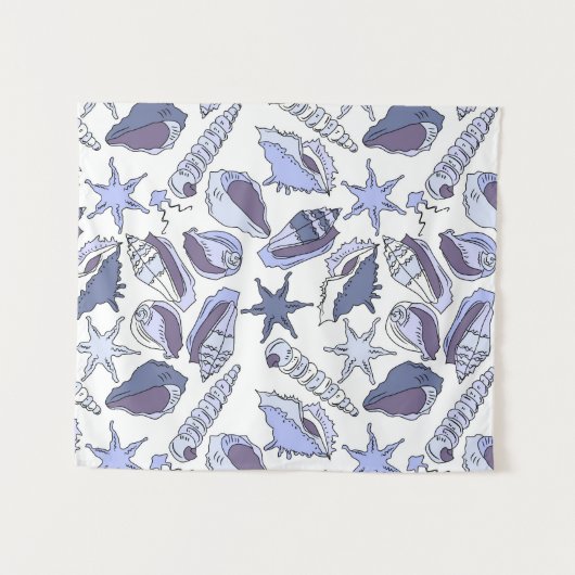 LavendelSeashells Wandteppich (Vorderseite (Horizontal))