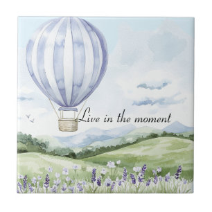 Lavendelstreifen-Ballon-Blumen-Brautparty Fliese