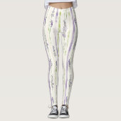 Lavendelstreifen-Blumen   Leggings (Vorderseite)