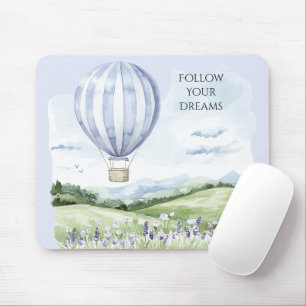 Lavendelstreifen Heißluftballon Hügel Blumen Mousepad