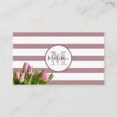 Lavendelstreifen und Tulips Mit Monogramm Visitenkarte (Vorderseite)