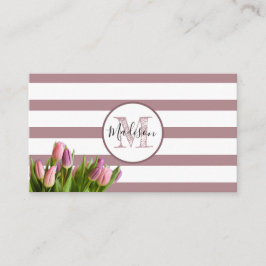 Lavendelstreifen und Tulips Mit Monogramm Visitenkarte