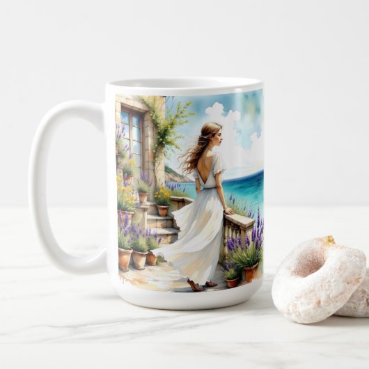 Lavendelträume am Meer Kaffeetasse (Mit Donut)