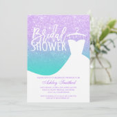 Lavendeltürkismeerjungfrau-KleidBrautparty Einladung (Stehend Vorderseite)