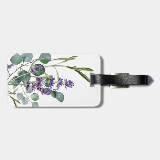 Lavendelviolette Blume Eukalyptus Gepäckanhänger (Rückseite horizontal)