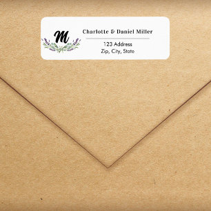 Lavendelviolette Blume Monogramm Rücksendeadresse