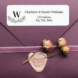 Lavendelviolette Blume Monogramm Rücksendeadresse