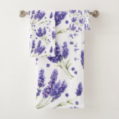 Lavendelwatercolor-Blumen-Muster Badhandtuch Set (Insitu)