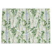 Lavendelweiße Delphinium-Blumen Brausebad Große Geschenktüte (Vorderseite)