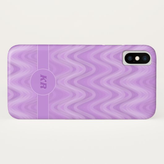 Lavendelwellen geometrisches Muster, Monogramm-Ini Case-Mate iPhone Hülle (Rückseite (Horizontal))