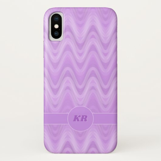 Lavendelwellen geometrisches Muster, Monogramm-Ini Case-Mate iPhone Hülle (Rückseite)