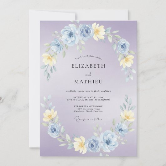 Lavendelwiese Hochzeit Einladung (Vorderseite)