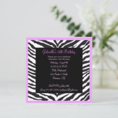 Lavendelzebra-Mädchen-Geburtstag laden ein Einladung (Stehend Vorderseite)